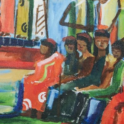 Alternate image for Signed Acrylic Royalty Painting on Canvas Ahemfo Nhiamu