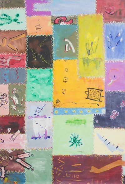 Alternate image for Signed Modern Abstract Painting by a Ghanaian Artist Untitled I