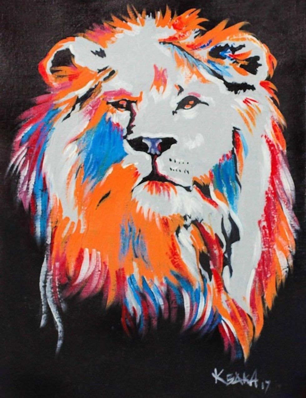 Signed Modern Painting of a Lion from Ghana 'Lion'