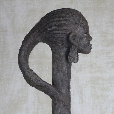 Alternate image for Handcrafted Fiberglass Sculpture of a Woman from Ghana Mother Africa IV