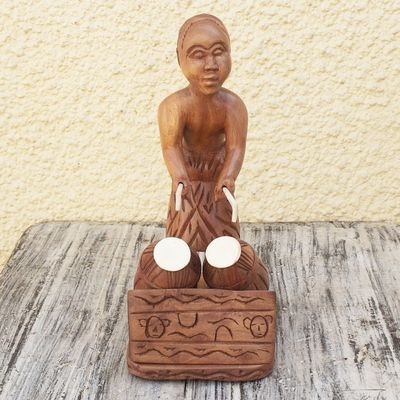 Alternate image for Drummer Hand Carved Mahogany Sculpture Drummer Boy