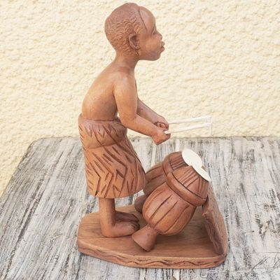 Alternate image for Drummer Hand Carved Mahogany Sculpture Drummer Boy