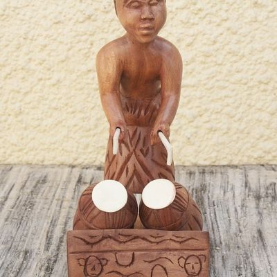 Alternate image for Drummer Hand Carved Mahogany Sculpture Drummer Boy
