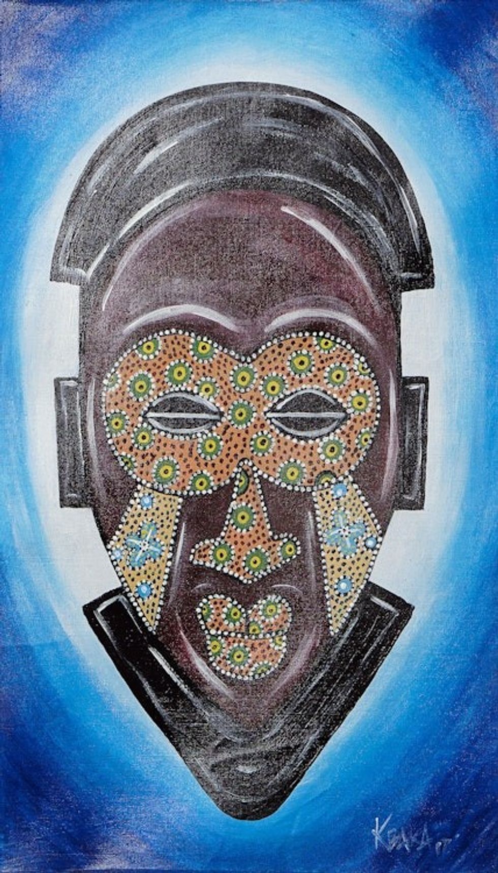 Acrylic on Canvas African Mask Impressionist Painting 'Good Grace'