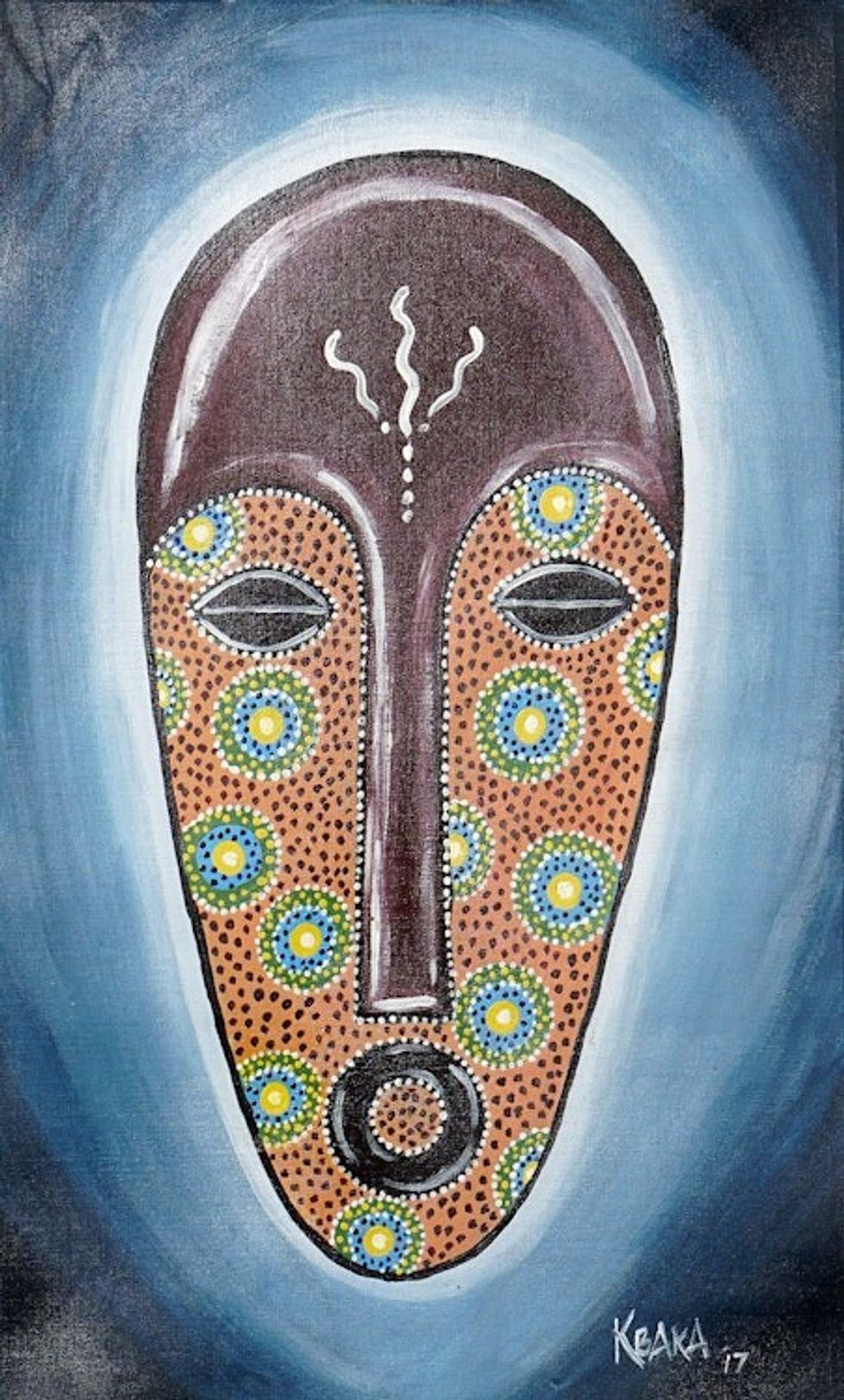 Acrylic Impressionist Style Painting of African Mask 'Good Mask'