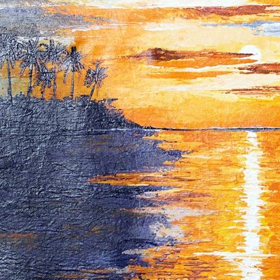 Alternate image for Acrylic Impressionist Style Sunset Seascape Painting Beautiful sunset
