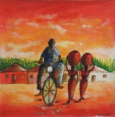 Alternate image for Unstretched Expressionist Acrylic Evening Painting Migration on Land