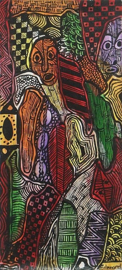 Alternate image for Unstretched Abstract Acrylic Painting with Geometric Details Think of Your Achievement