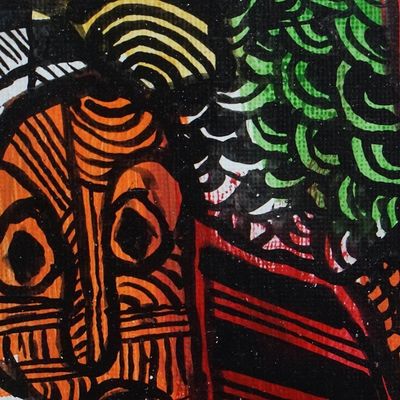 Alternate image for Unstretched Abstract Acrylic Painting with Geometric Details Think of Your Achievement