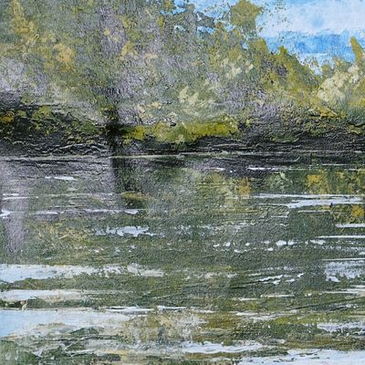 Alternate image for Acrylic on Canvas Impressionist Style Painting of Fisherman Akosombo Fisherman