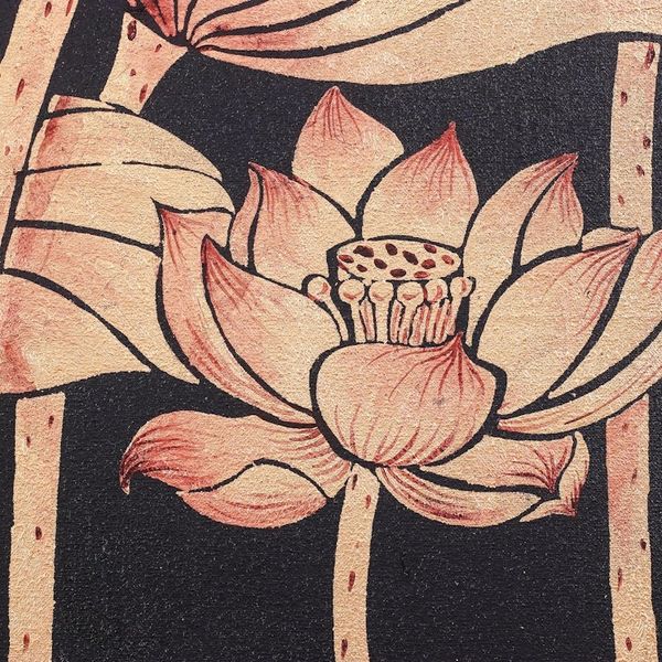 Alternate image for Nature Study Painting of Gilded Thai Lotus Blossoms Peaceful Lotus II