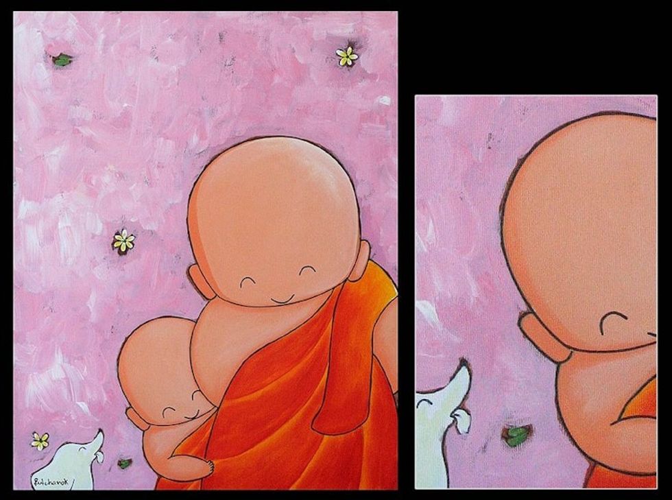 Acrylic Painting of a Young Novice Monk 'Novice Monk'