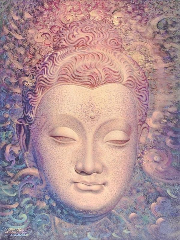 Alternate image for Acrylic on Canvas Painting of Hellenistic Buddha Buddha Vision