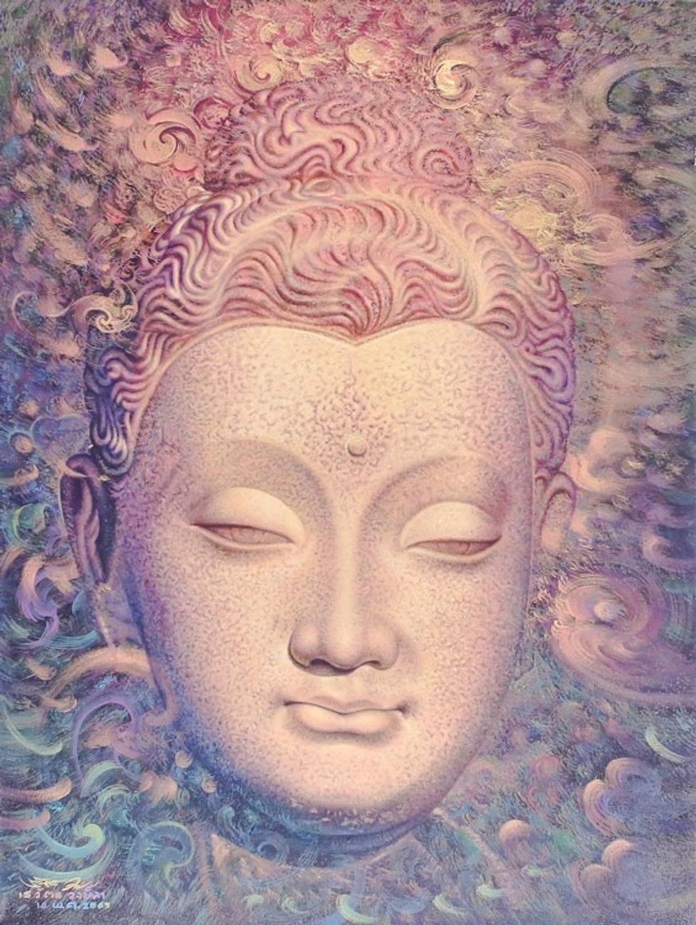 Acrylic on Canvas Painting of Hellenistic Buddha 'Buddha Vision'