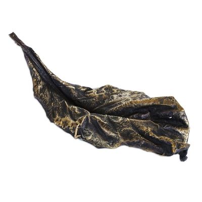 Alternate image for Hand Cast Leaf Sculpture in Bronze 9 Inch Almond Leaf