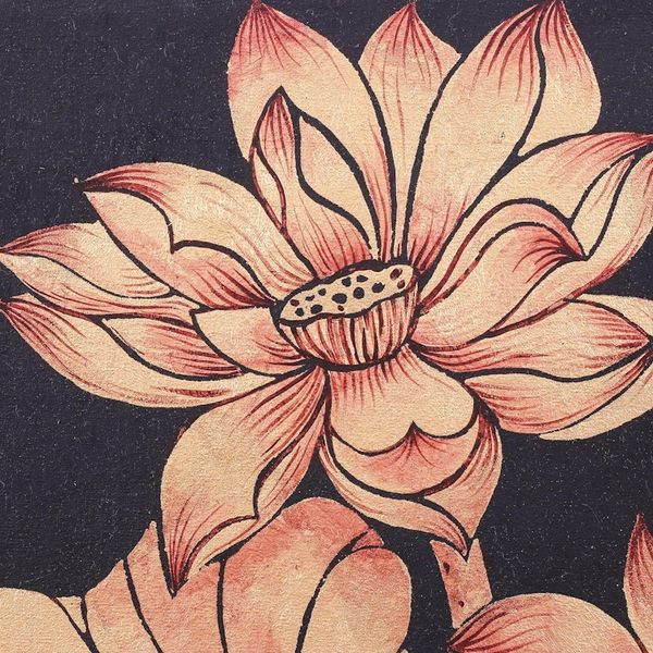 Alternate image for Golden Nature Study Painting of Thai Lotus Blossoms Peaceful Lotus I