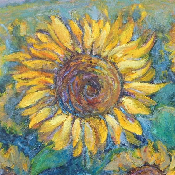 Alternate image for Floral Impressionistic Painting from Thailand The Sunflower When Rising