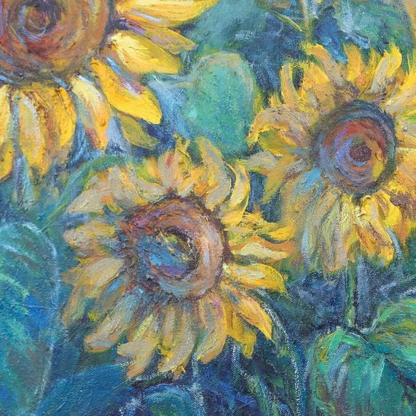 Alternate image for Floral Impressionistic Painting from Thailand The Sunflower When Rising