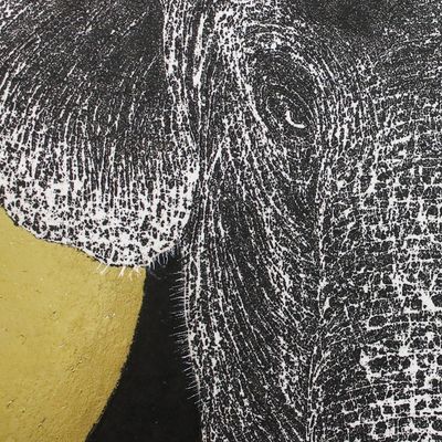 Alternate image for Signed Painting of an Elephant from Thailand Meet Under the Moonlight