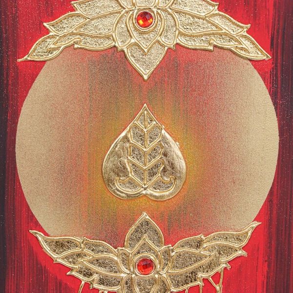 Alternate image for Gold Leaf and Acrylic Painting on Canvas Triptych Shining Mind