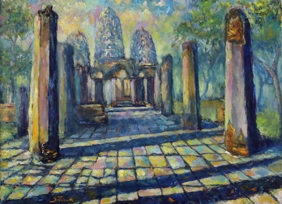 Signed Oil Painting of Thailand's Wat Si Sawai 'Wat Si Sawai'