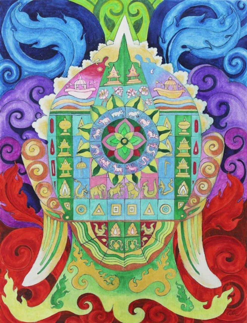 World Peace-themed Acrylic Painting of Buddha on Canvas 'Peacefulness'