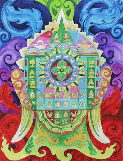 Alternate image for World Peace-themed Acrylic Painting of Buddha on Canvas Peacefulness
