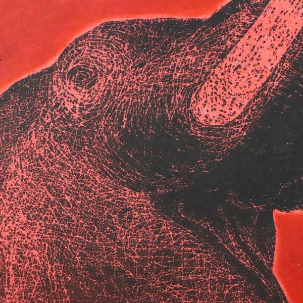 Alternate image for Signed Painting of an Elephant and a Red Sun from Thailand Happiness Smile II