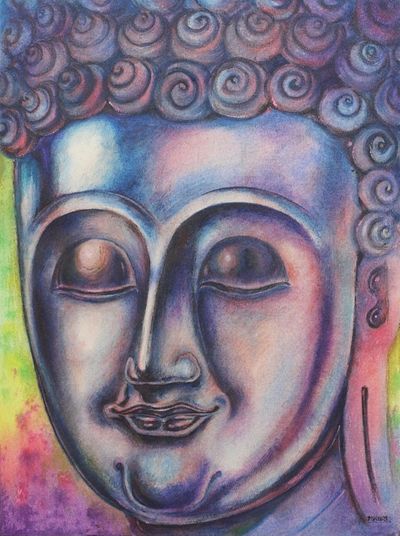 Alternate image for Thailand Buddha Portrait in Blue and Violet Thailands Peacefulness
