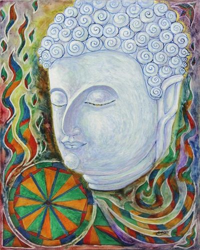 Alternate image for Sukhothai Style Original Painting of Buddha from Thailand The Buddhism l
