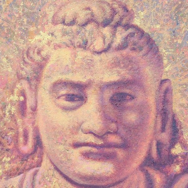 Alternate image for Signed Acrylic on Canvas Painting of Buddha Concentration