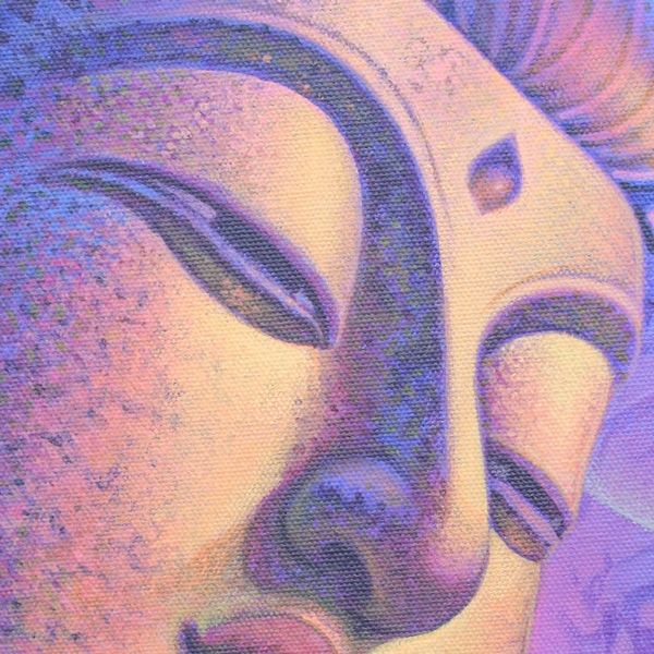 Alternate image for Signed Acrylic on Canvas Buddha Painting Yee Peng