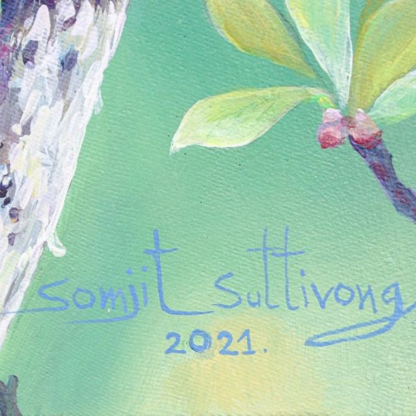 Alternate image for Signed Acrylic Painting on Canvas Meeting