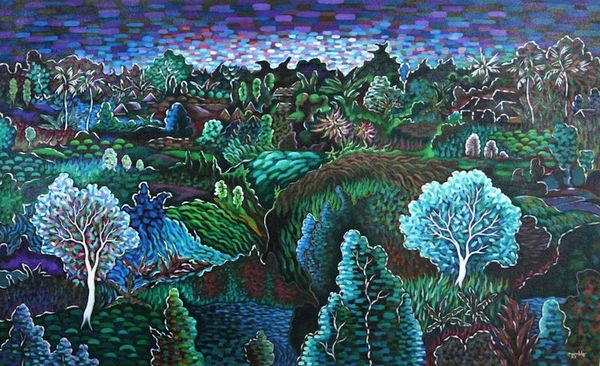 Alternate image for Balinese Nature-Themed Impressionist Painting on Canvas Kelingkung Vibes