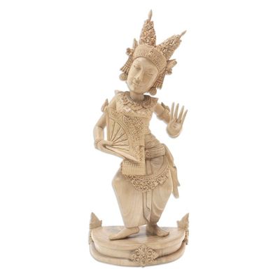 Alternate image for Hand-Carved Wood Dance-Themed Sculpture Legong Keraton