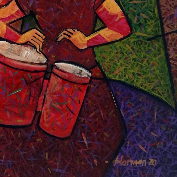 Alternate image for Expressionist Painting of Maya Musicians in Bright Colors Melayu Music