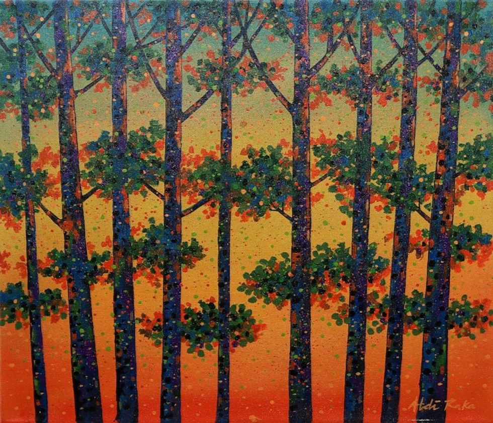 Acrylic Nature Painting on Canvas 'Sengon Forest'