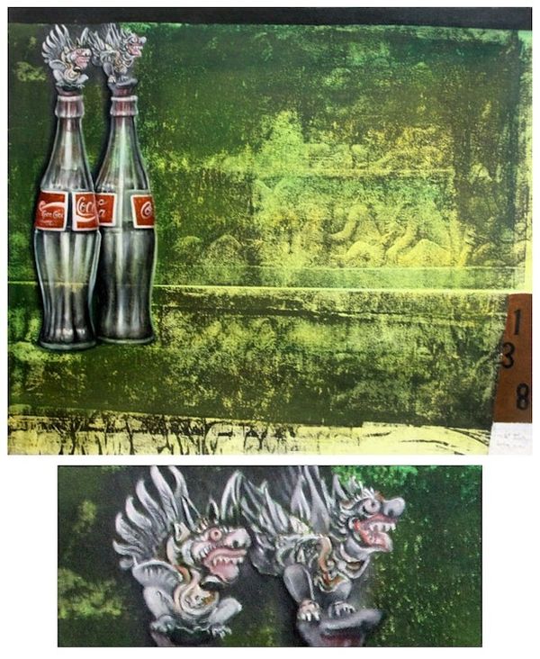 Alternate image for Still Life Oil Painting from Indonesia Coca Cola in Bali