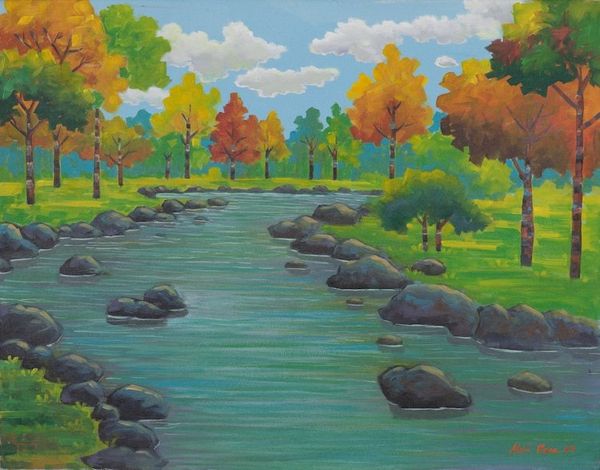 Alternate image for Warm-Toned Unstretched Signed Acrylic Impressionist Painting Life Guider