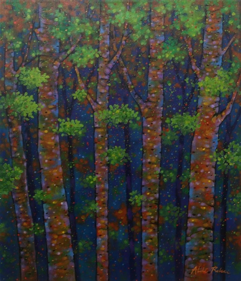 Acrylic Forest Painting from Java 'Re-Blooming'