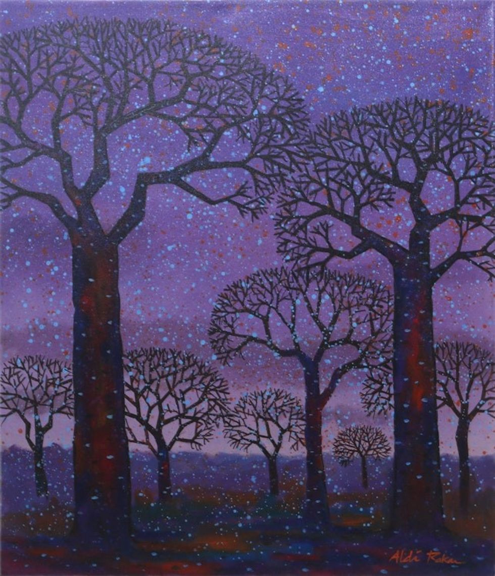 Acrylic Night Scene Painting on Canvas 'Beautiful Sacrifice'