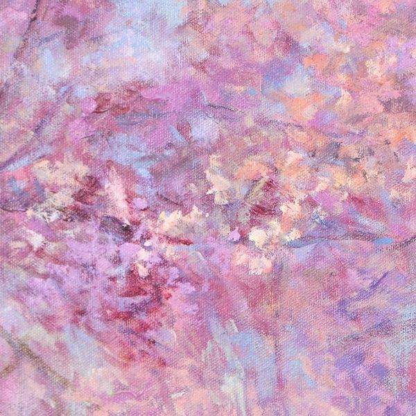 Alternate image for Impressionist-Style Floral Landscape Painting Cherry Blossom at Phu Lom Lo