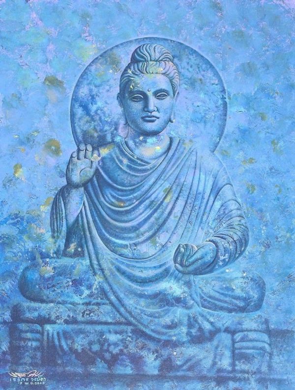 Alternate image for Original Acrylic on Canvas Buddha Painting Godliness