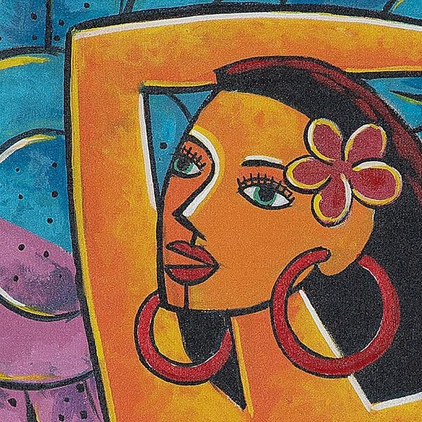 Alternate image for Signed Unstretched Floral Expressionist Painting from Bali Ni Komang Padma