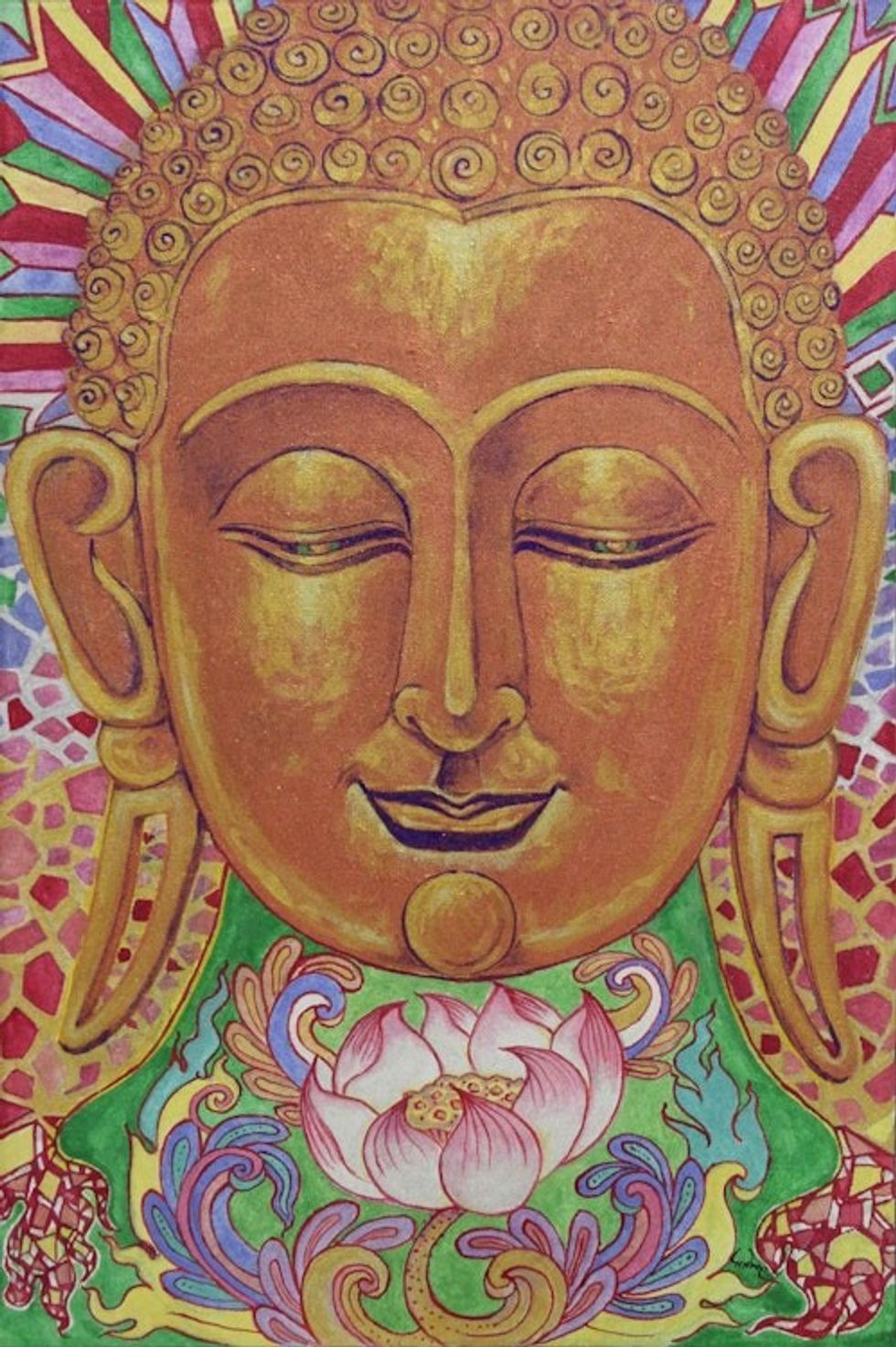 Colorful Acrylic on Canvas Painting Of Buddha 'The Buddhism lll'