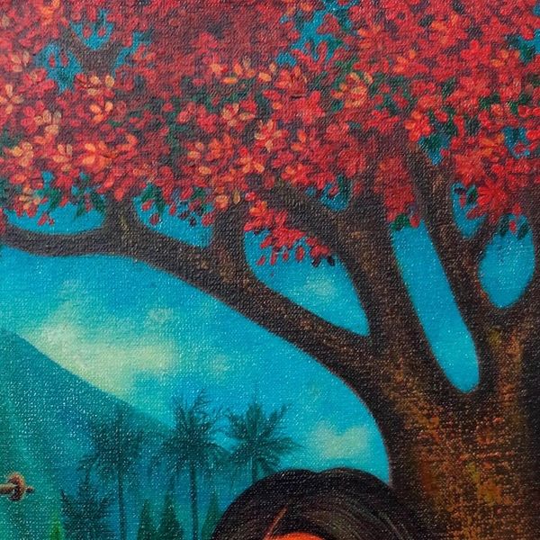 Alternate image for Colorful Painting of a Family at Peace with Nature Happy Life