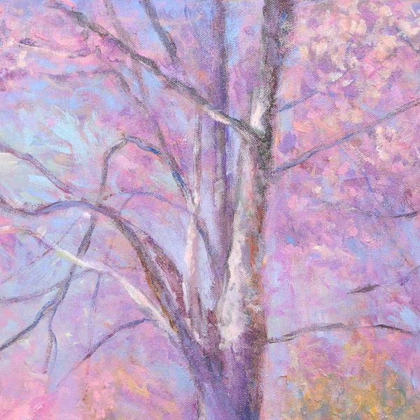 Alternate image for Impressionist-Style Floral Landscape Painting Cherry Blossom at Phu Lom Lo