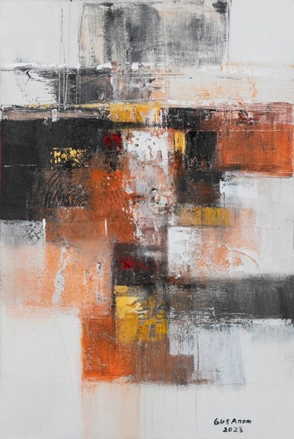 Alternate image for Signed Unstretched Vibrant Abstract Acrylic Painting Along the Time