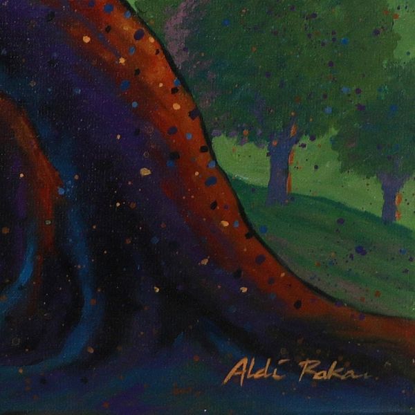 Alternate image for Signed Acrylic Landscape Painting on Canvas The Pioneer