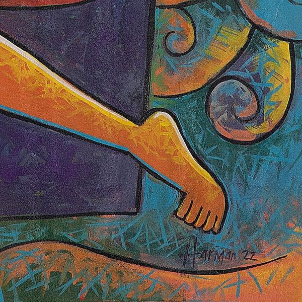 Alternate image for Signed Unstretched Expressionist Acrylic Painting of Woman Niluh Sekarwangi